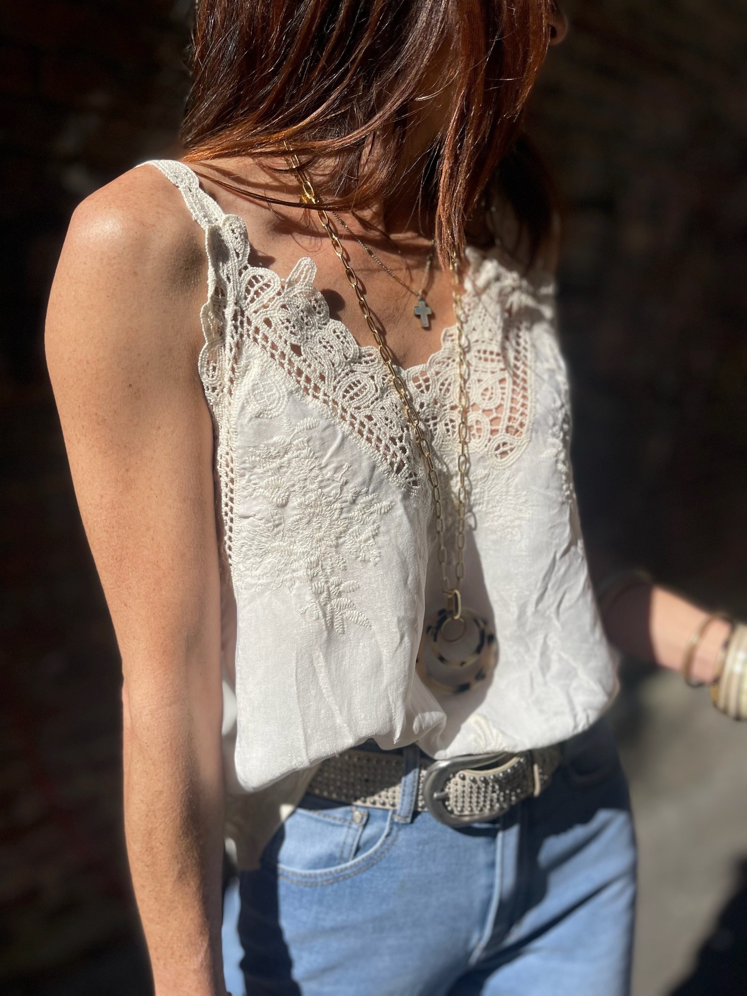 Top crochet Blanc