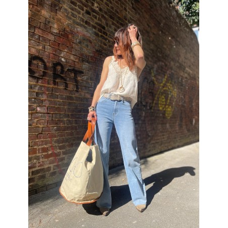 Top crochet Blanc