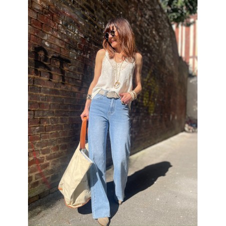 Top crochet Blanc