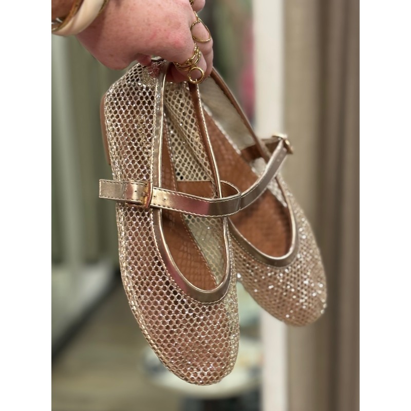 Ballerines ajourées gold