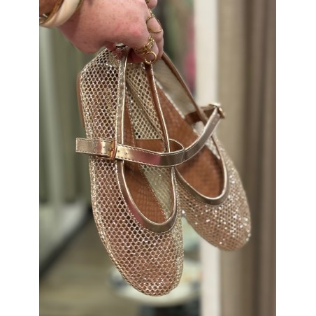 Ballerines ajourées gold