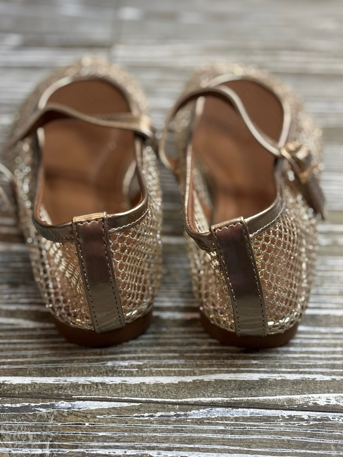 Ballerines ajourées gold