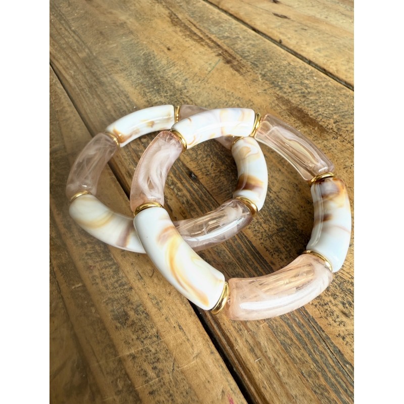 Bracelet tube marbré beige