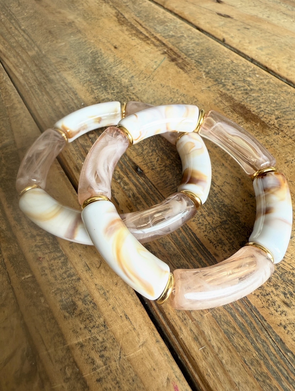Bracelet tube marbré beige