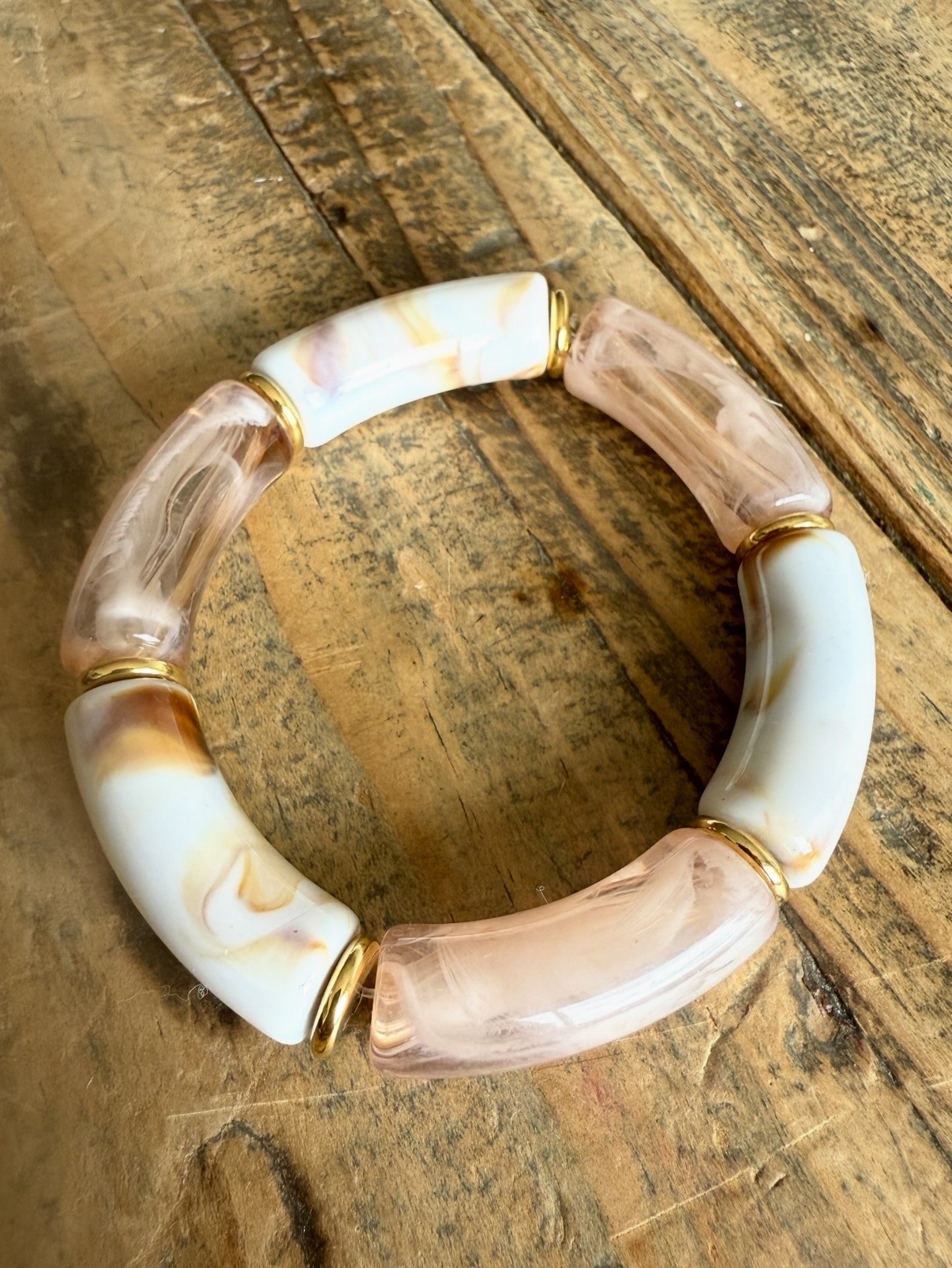 Bracelet tube marbré beige