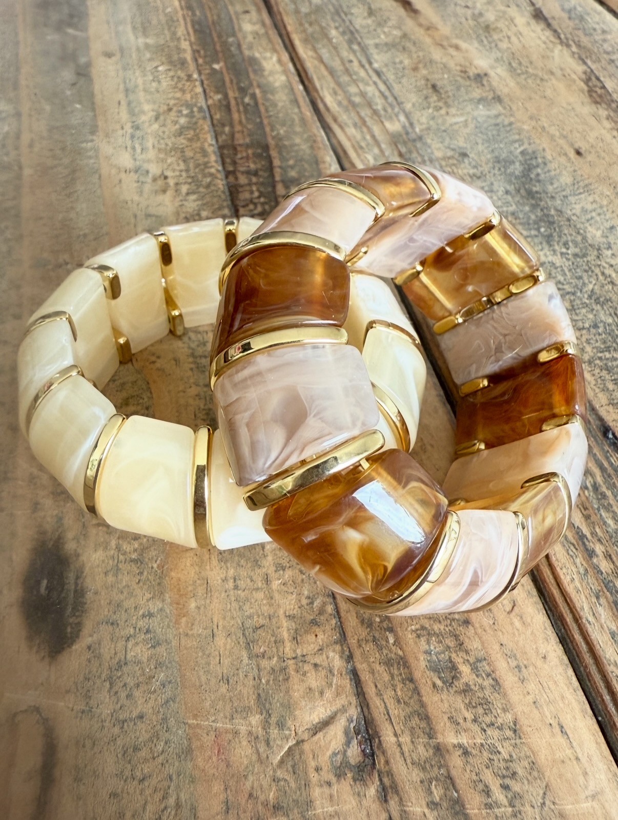 Bracelet effet marbre beige