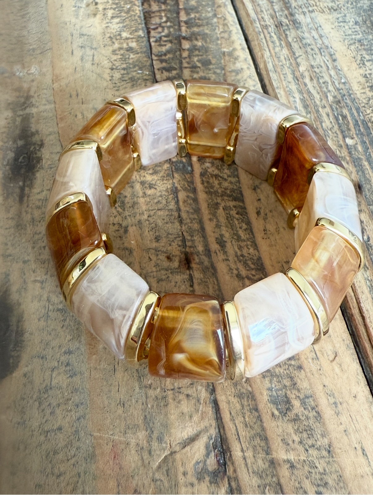 Bracelet effet marbre camel