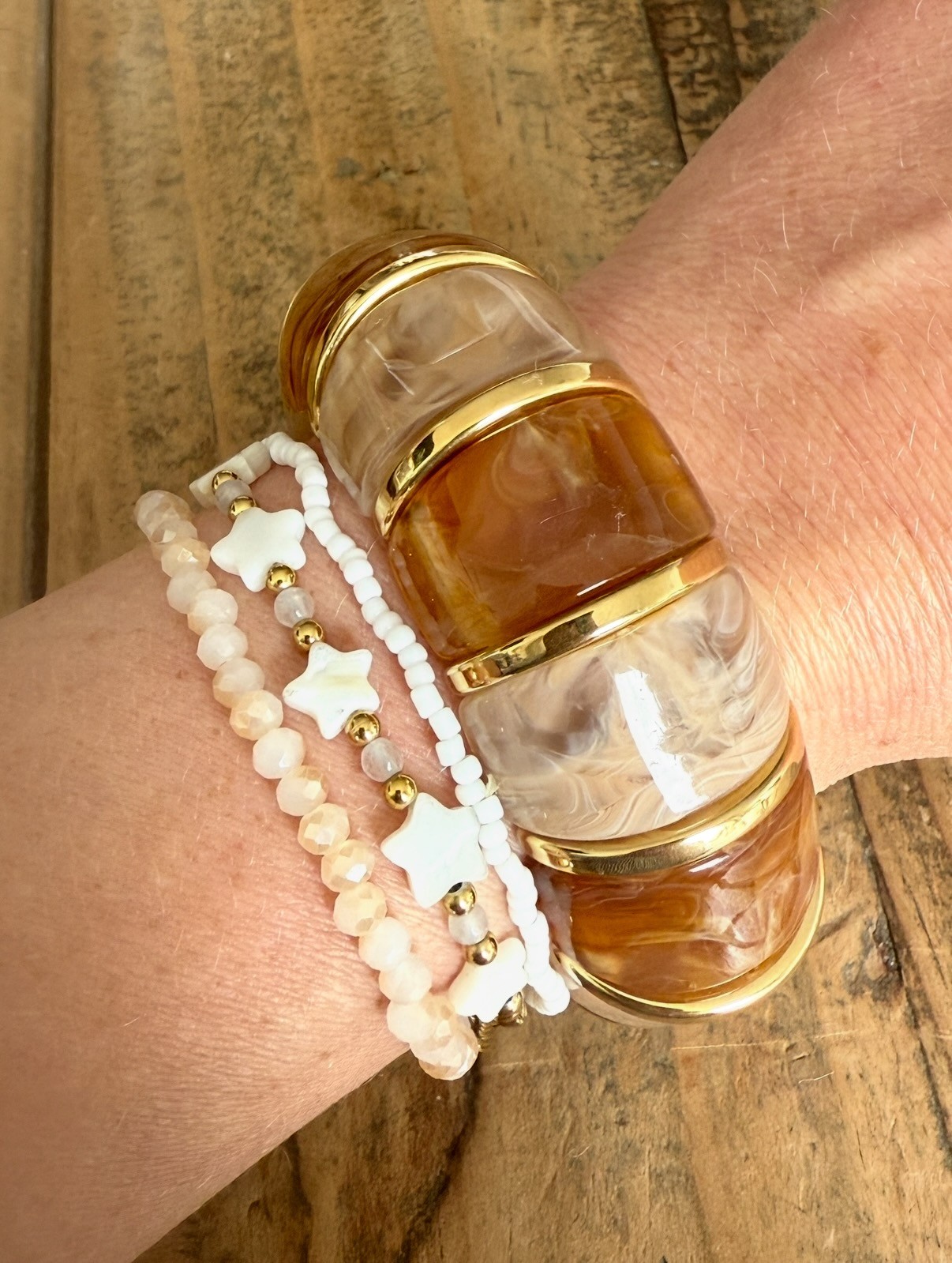 Bracelet effet marbre camel