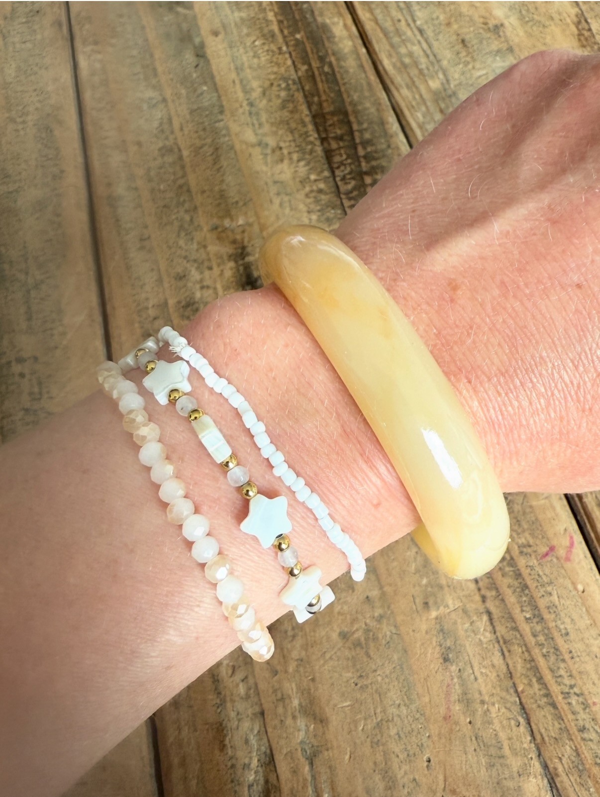 Bracelet jonc beige