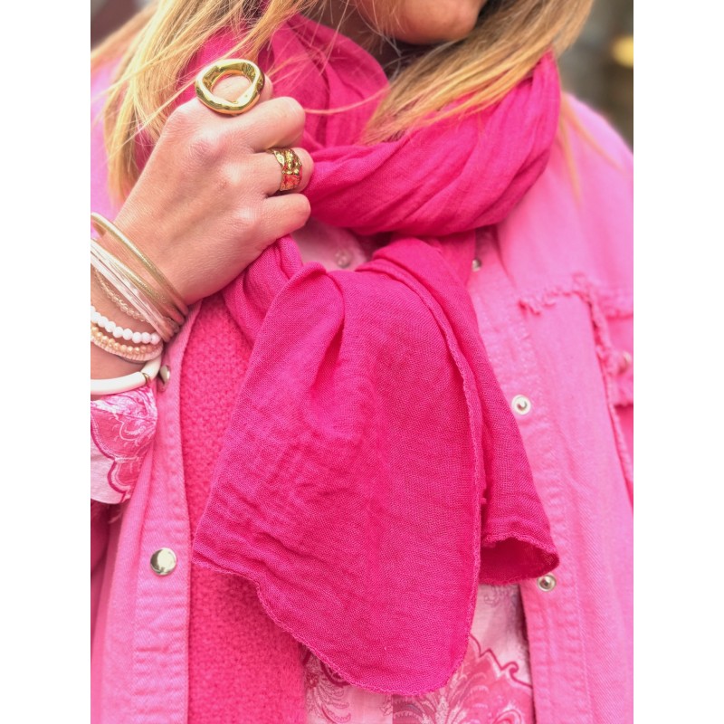 Foulard lin fuchsia