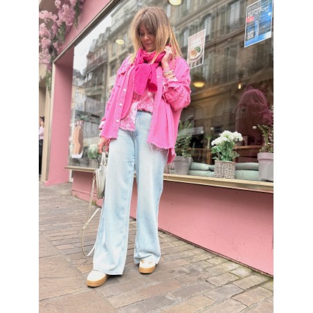 Foulard lin fuchsia