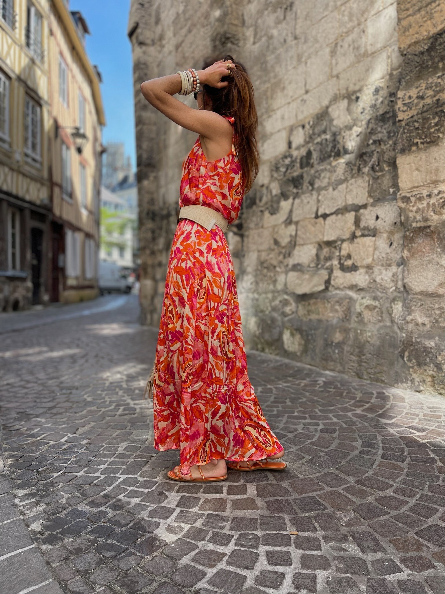 Robe longue orange
