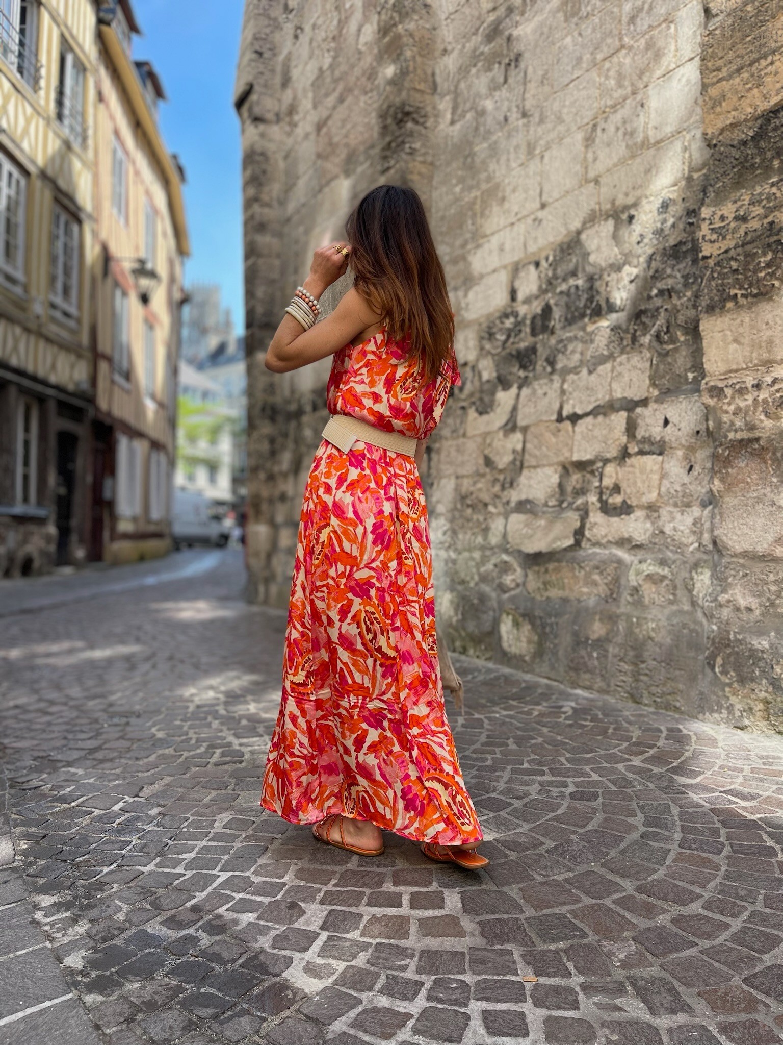 Robe longue orange