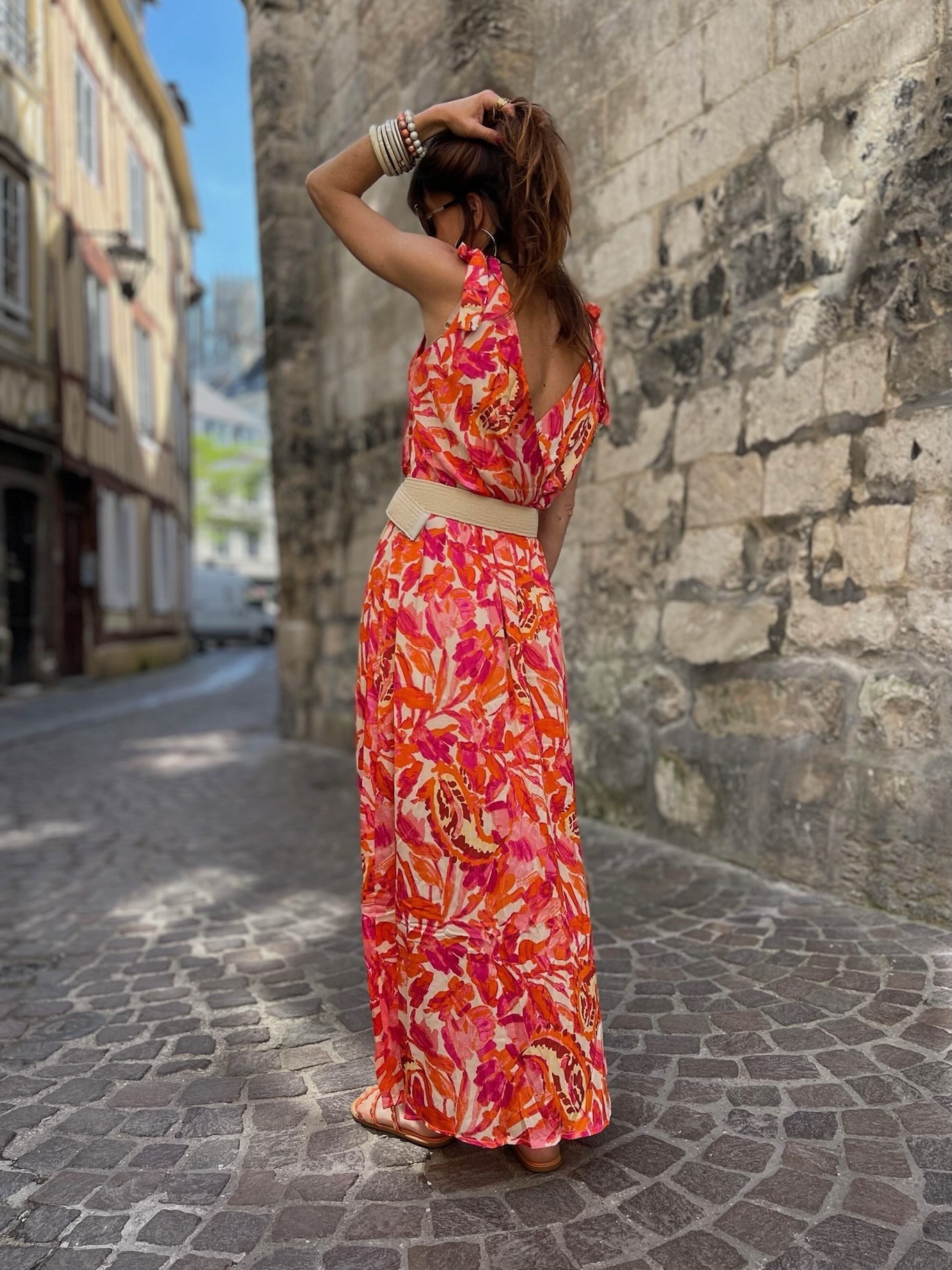 Robe longue orange