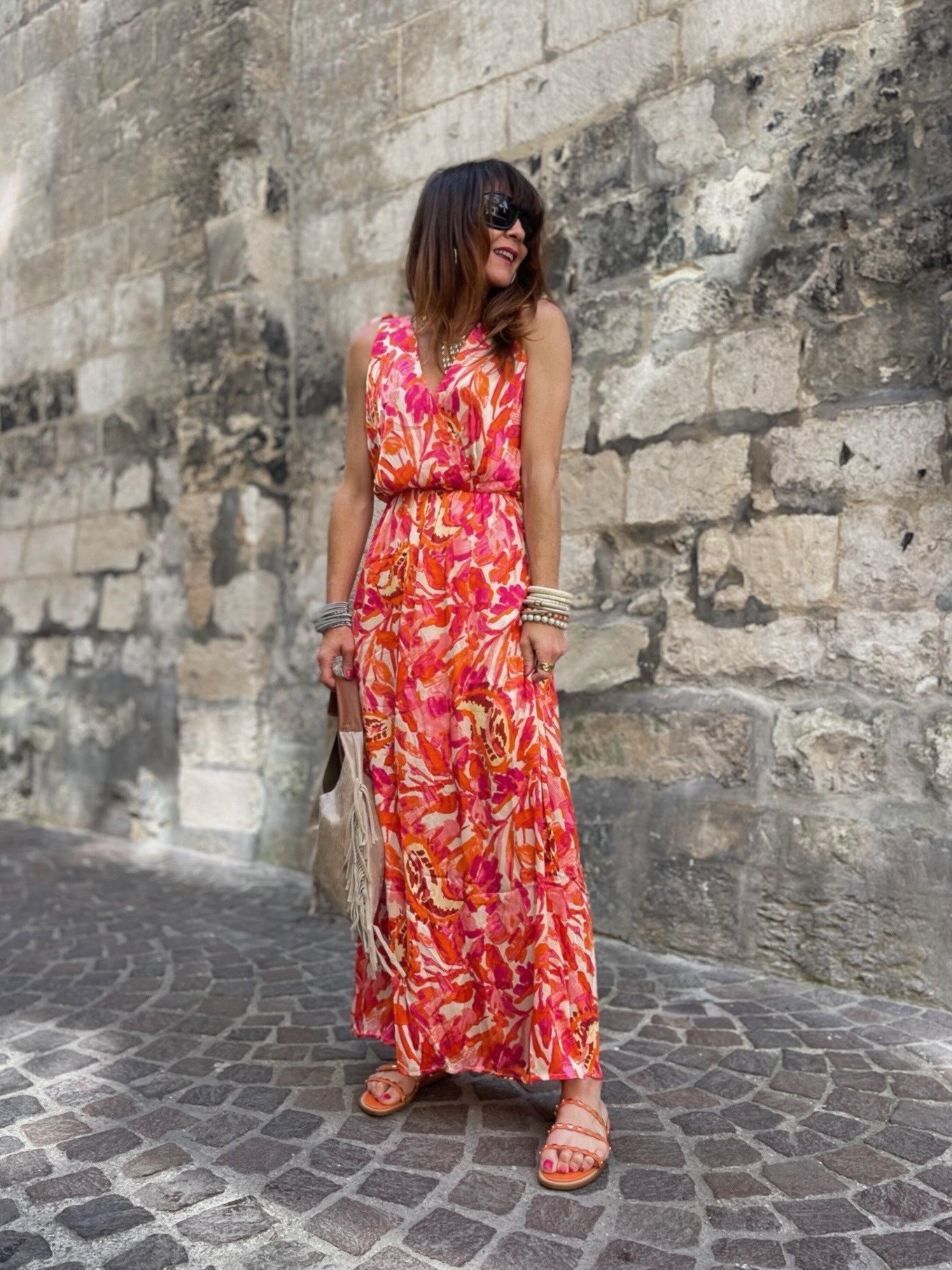 Robe longue orange