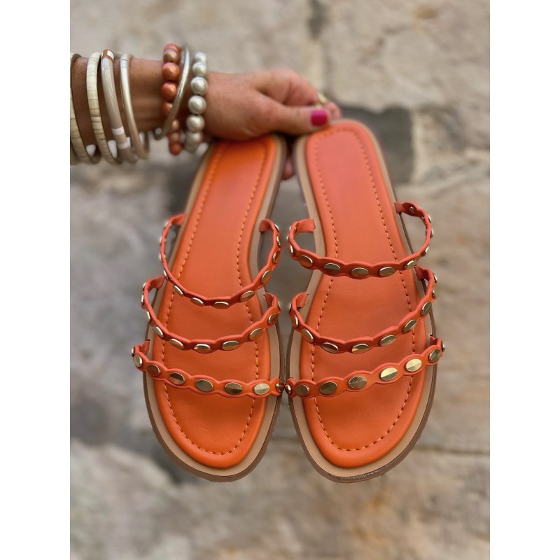 Mules plates oranges