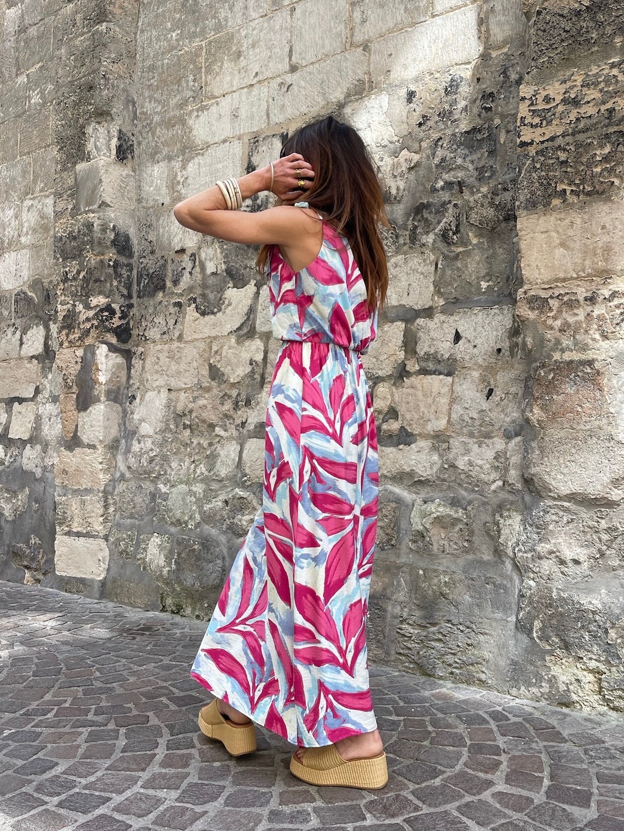 Robe longue à motifs