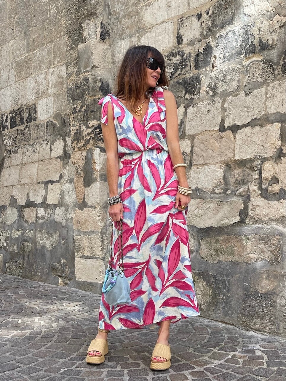 Robe longue à motifs