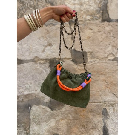 Mini sac cuir kaki