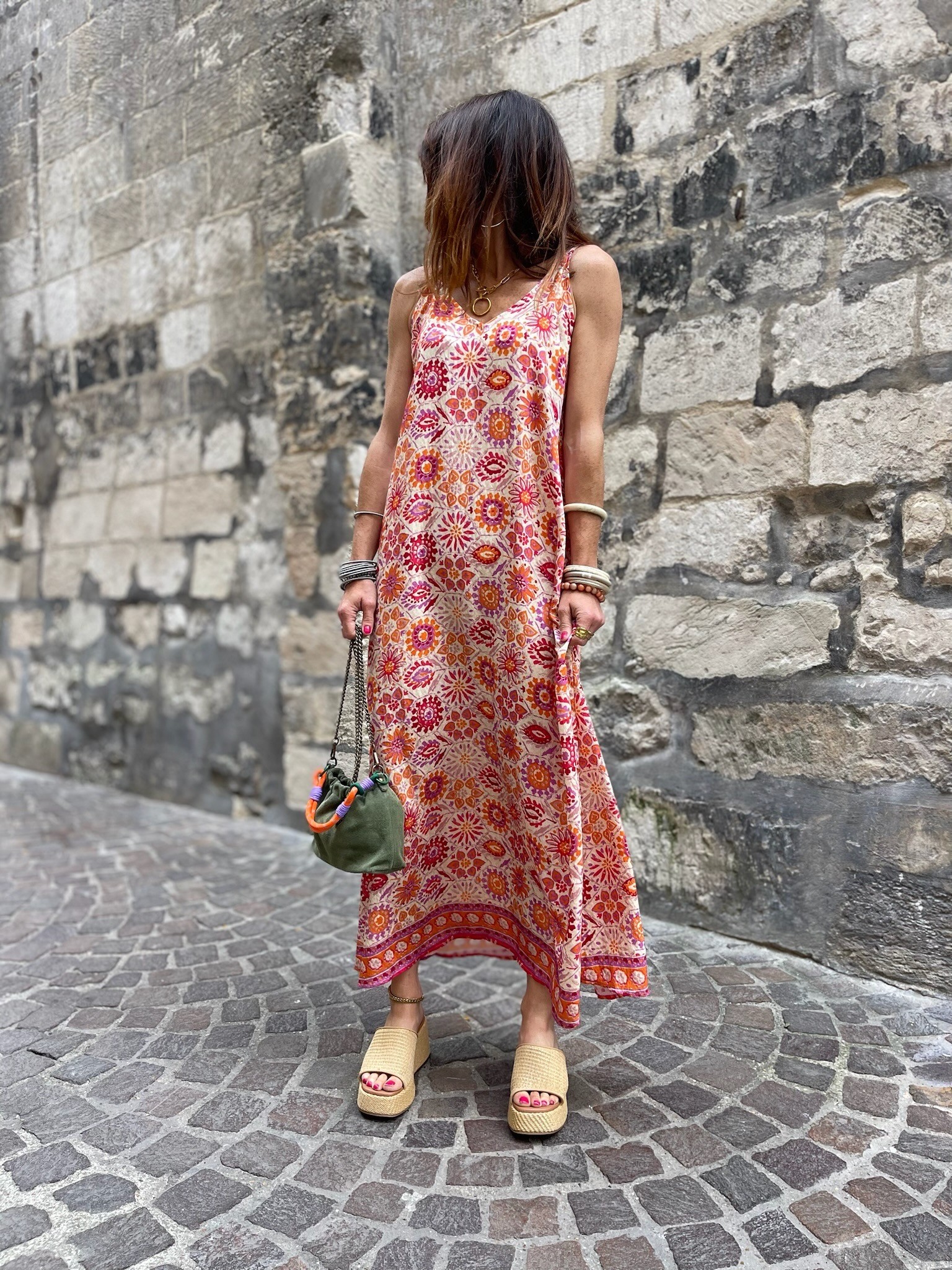 Robe longue à motifs