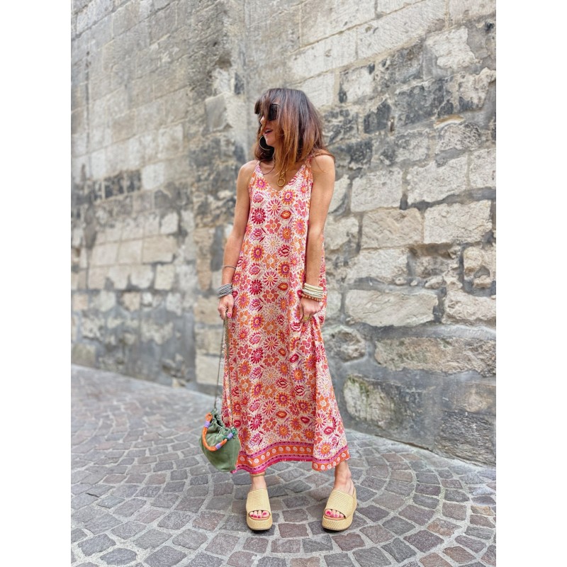 Robe longue à motifs