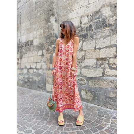 Robe longue à motifs