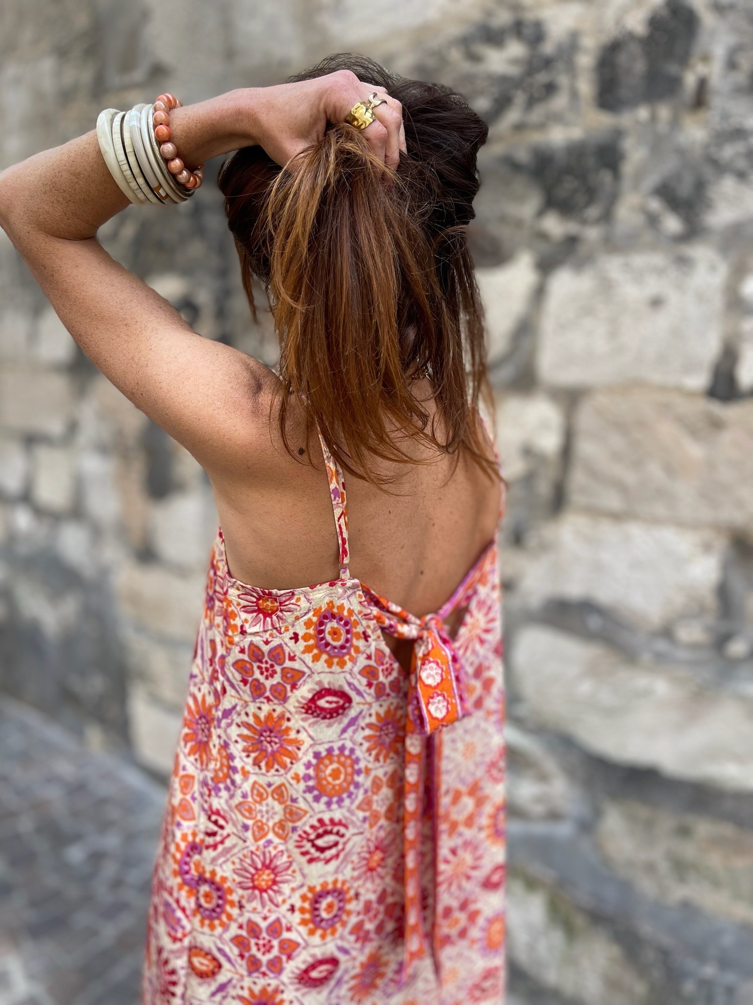 Robe longue à motifs