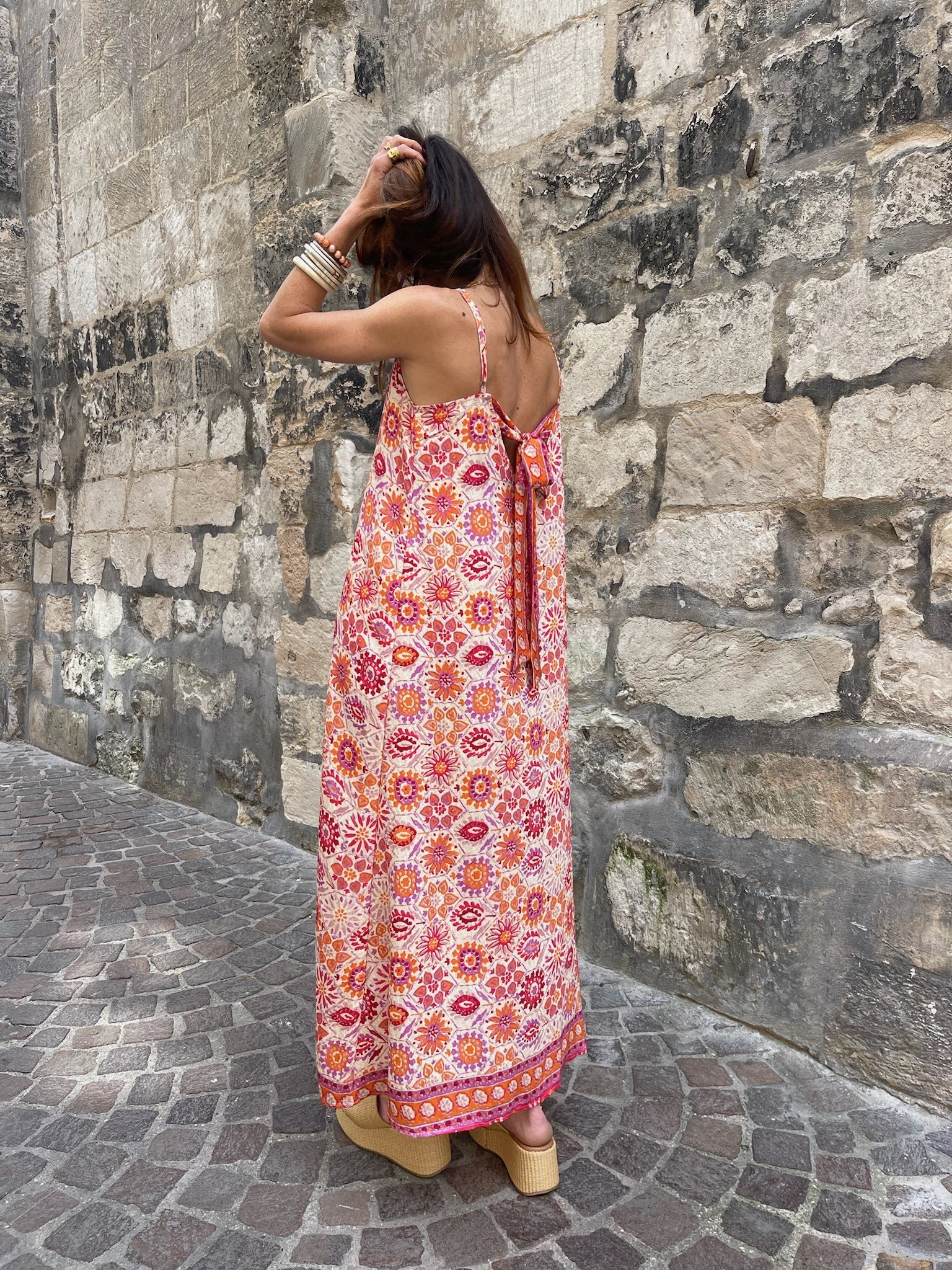 Robe longue à motifs