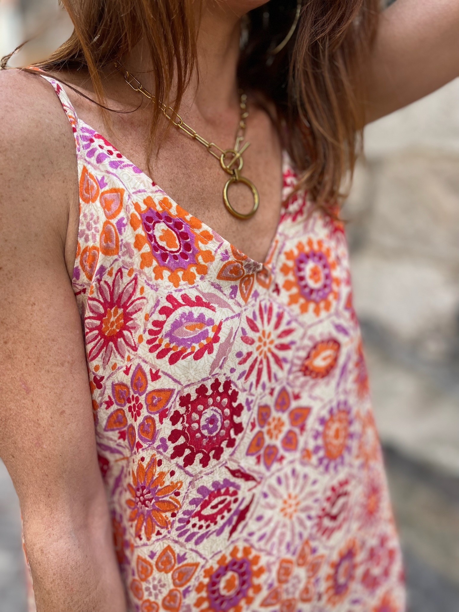 Robe longue à motifs
