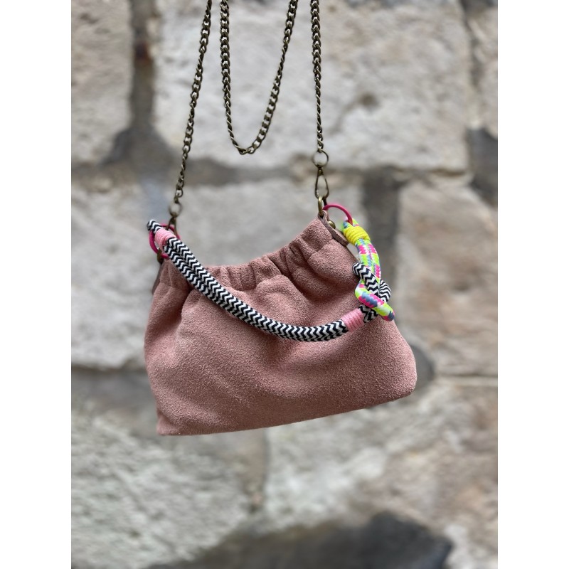 Mini sac cuir rose