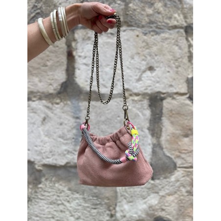 Mini sac cuir rose