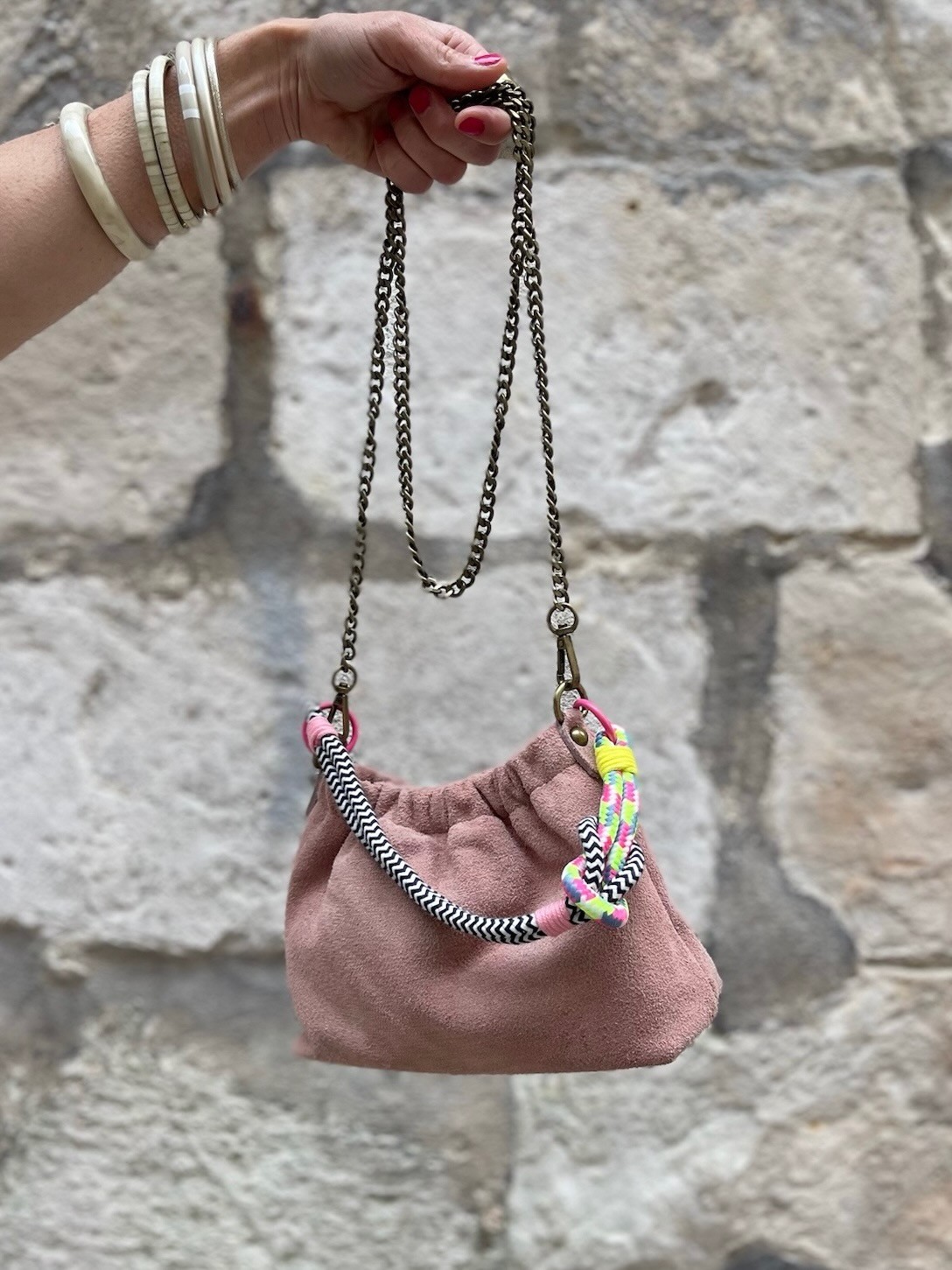 Mini sac cuir rose