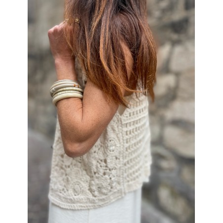 Gilet crochet beige