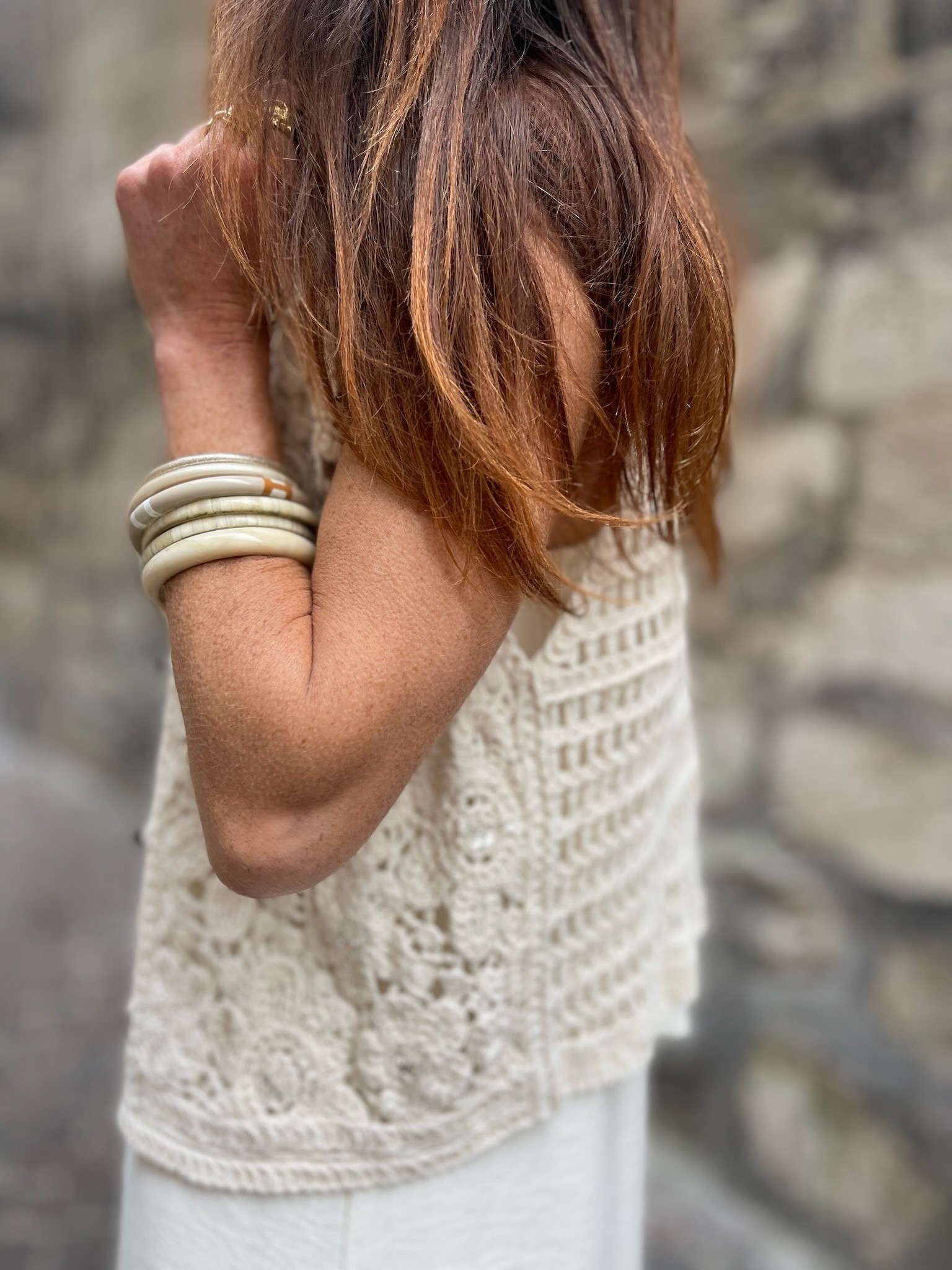 Gilet crochet beige