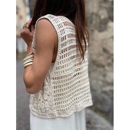 Gilet crochet beige