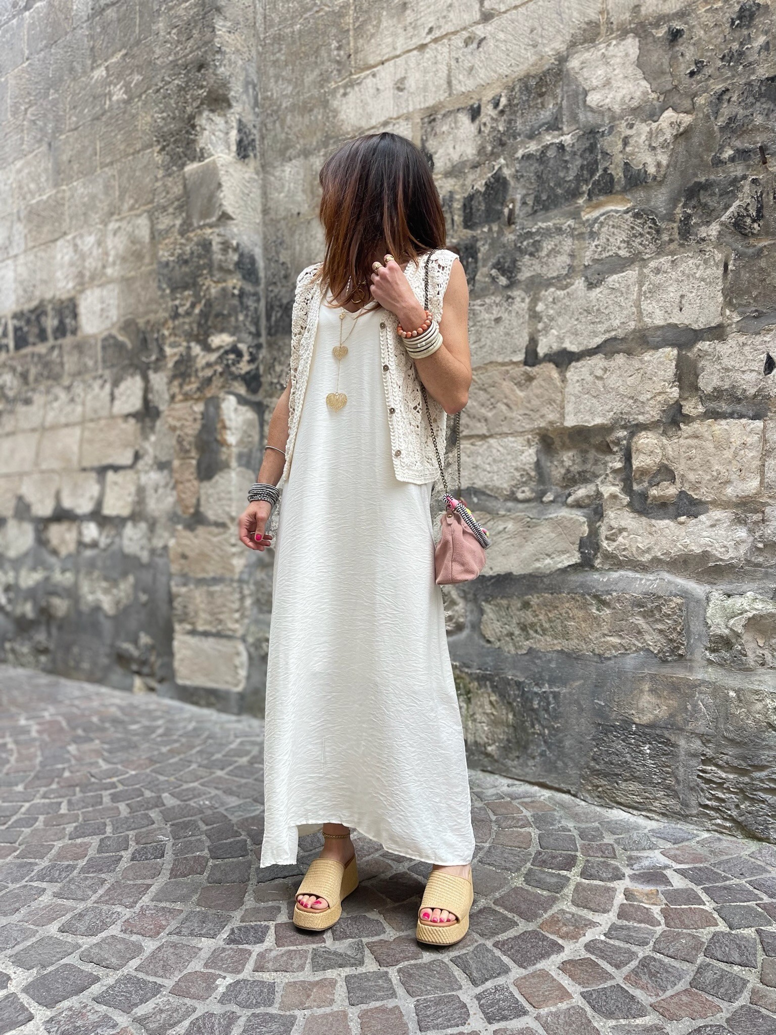 Gilet crochet beige