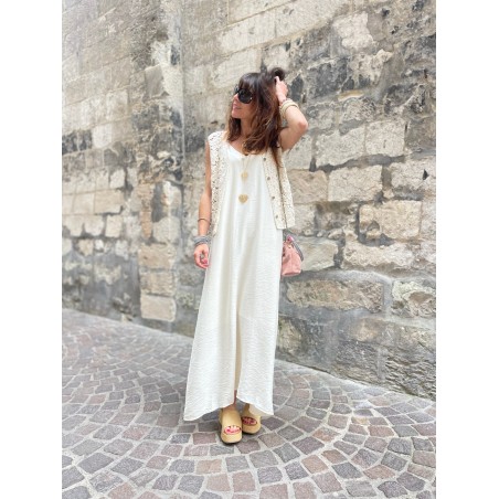 Gilet crochet beige