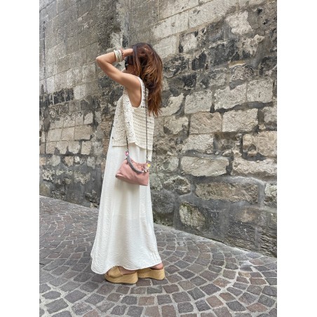 Gilet crochet beige