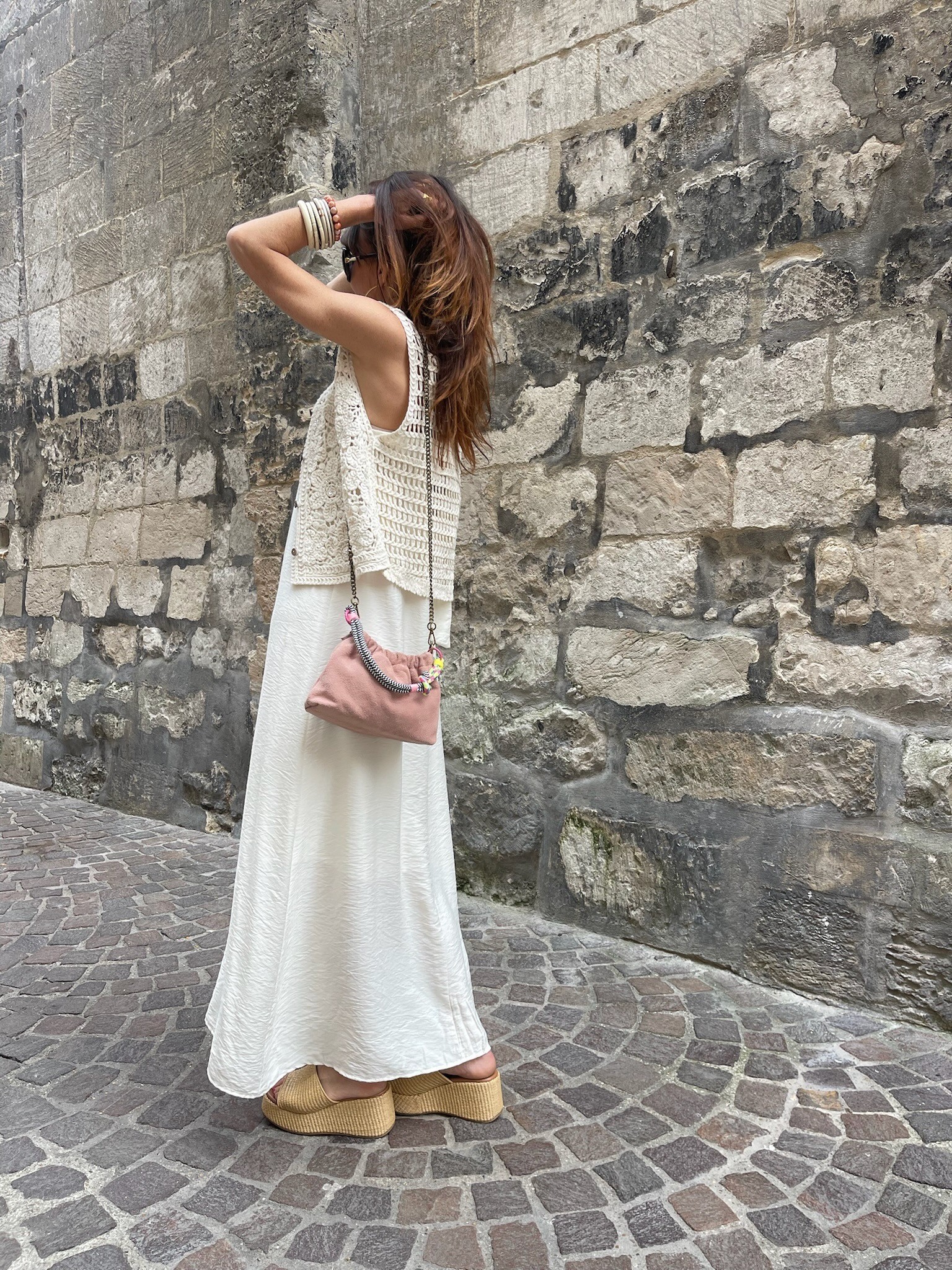 Gilet crochet beige