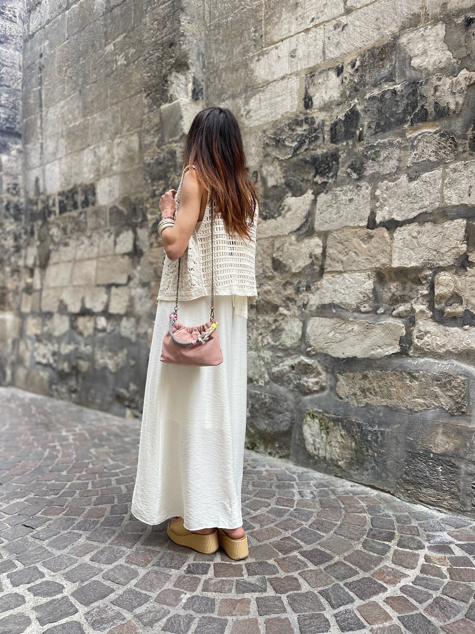 Gilet crochet beige