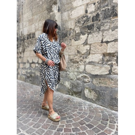 Robe longue col mao