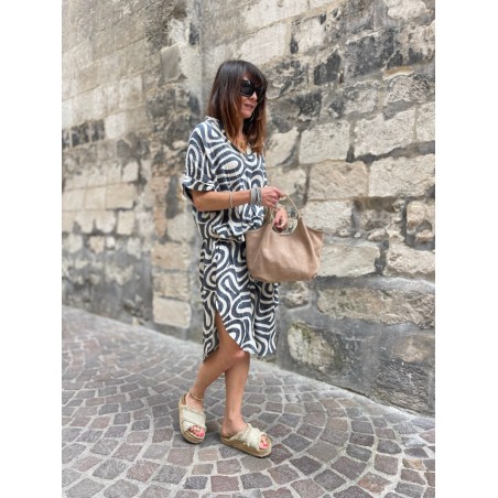 Robe longue col mao