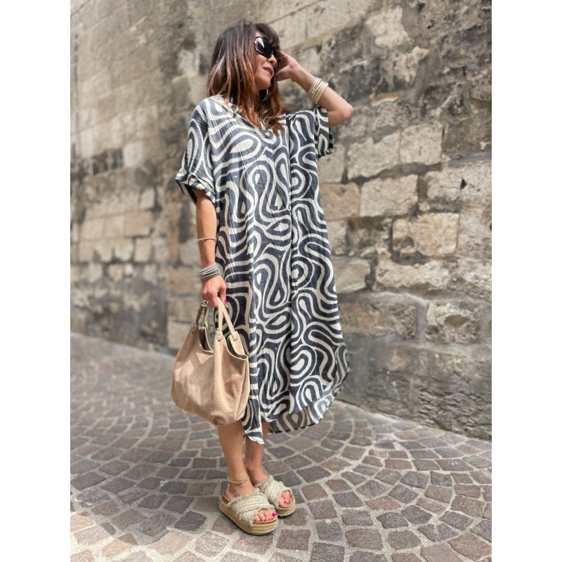 Robe longue col mao