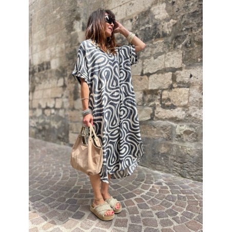 Robe longue col mao