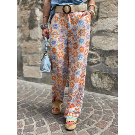 Pantalon évasé flowers
