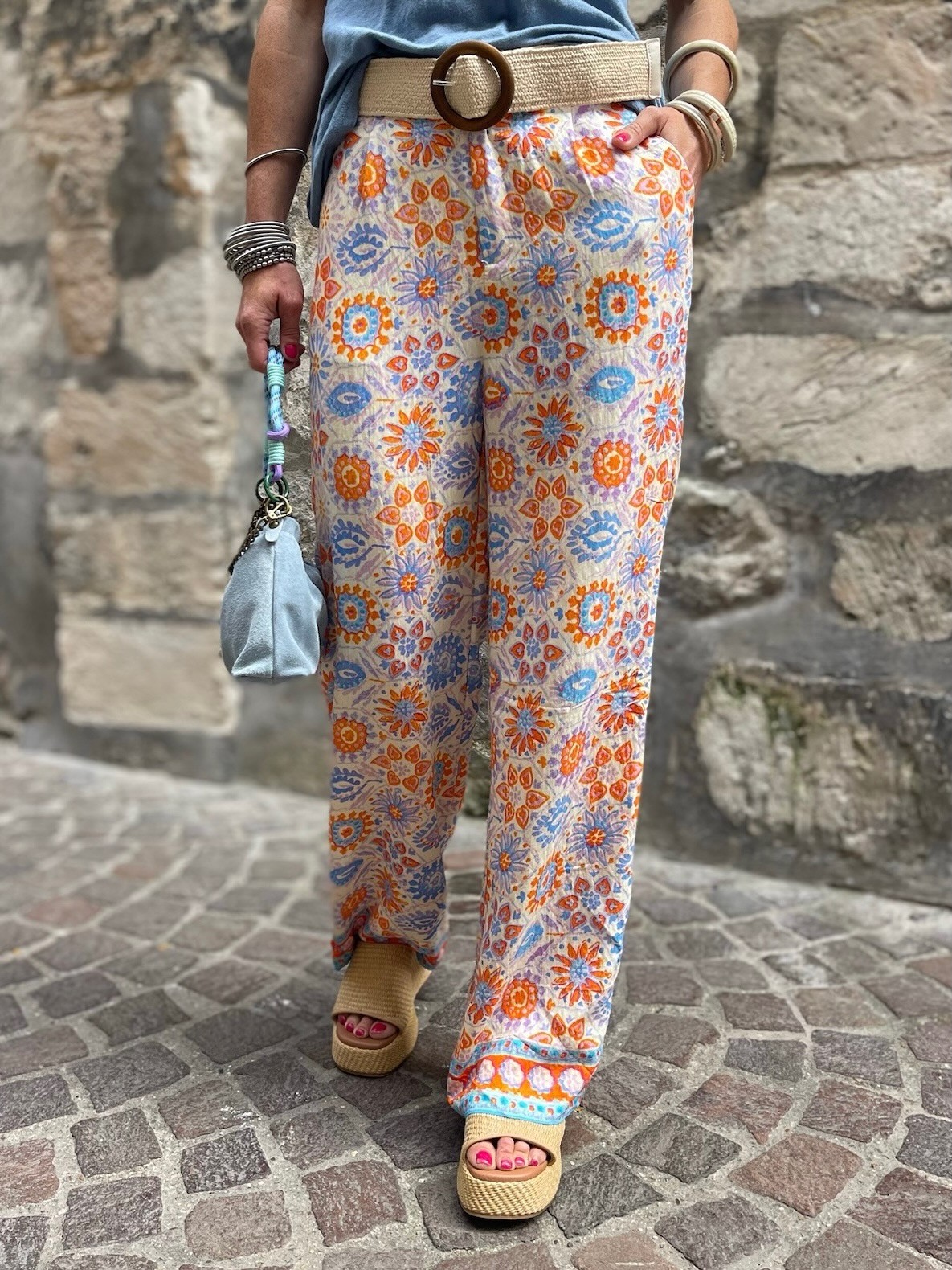 Pantalon évasé flowers