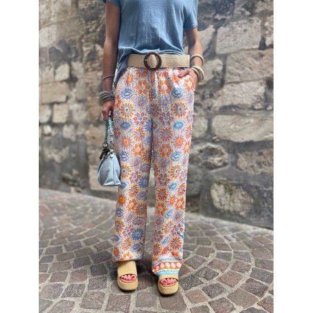 Pantalon évasé flowers