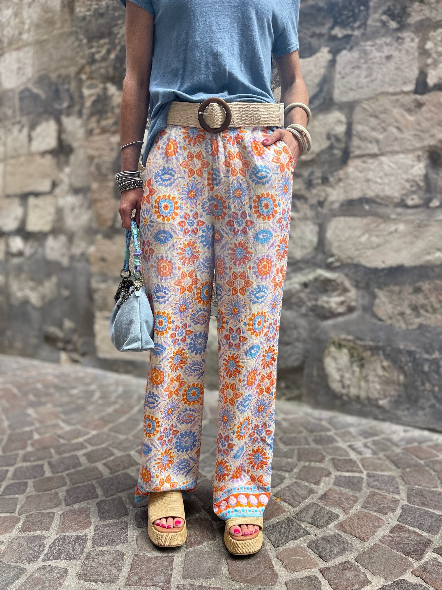 Pantalon évasé flowers