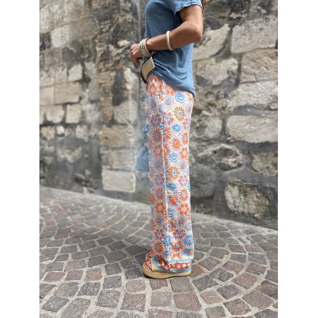 Pantalon évasé flowers