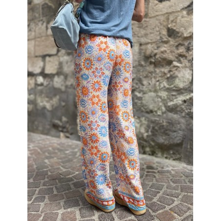 Pantalon évasé flowers